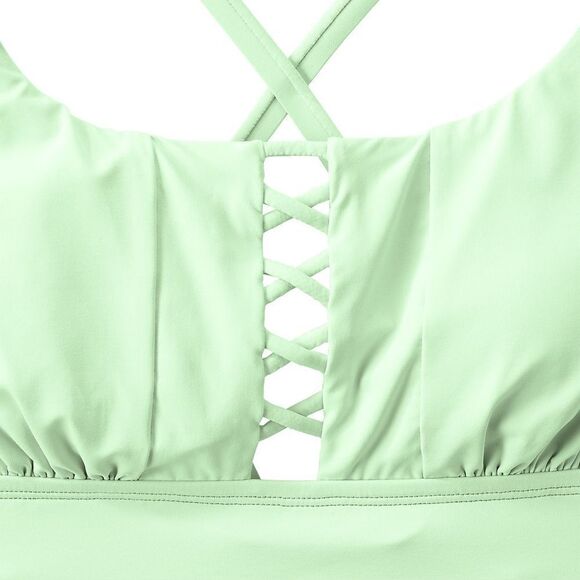 Land's End Plus Size Lace Up Flutter Tankini Top Icy mint green size 18 W - Picture 2 of 5